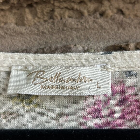 Bellambra Colorful Floral 100% Linen Short Sleeve Tunic Top Size Large - Picture 5 of 8